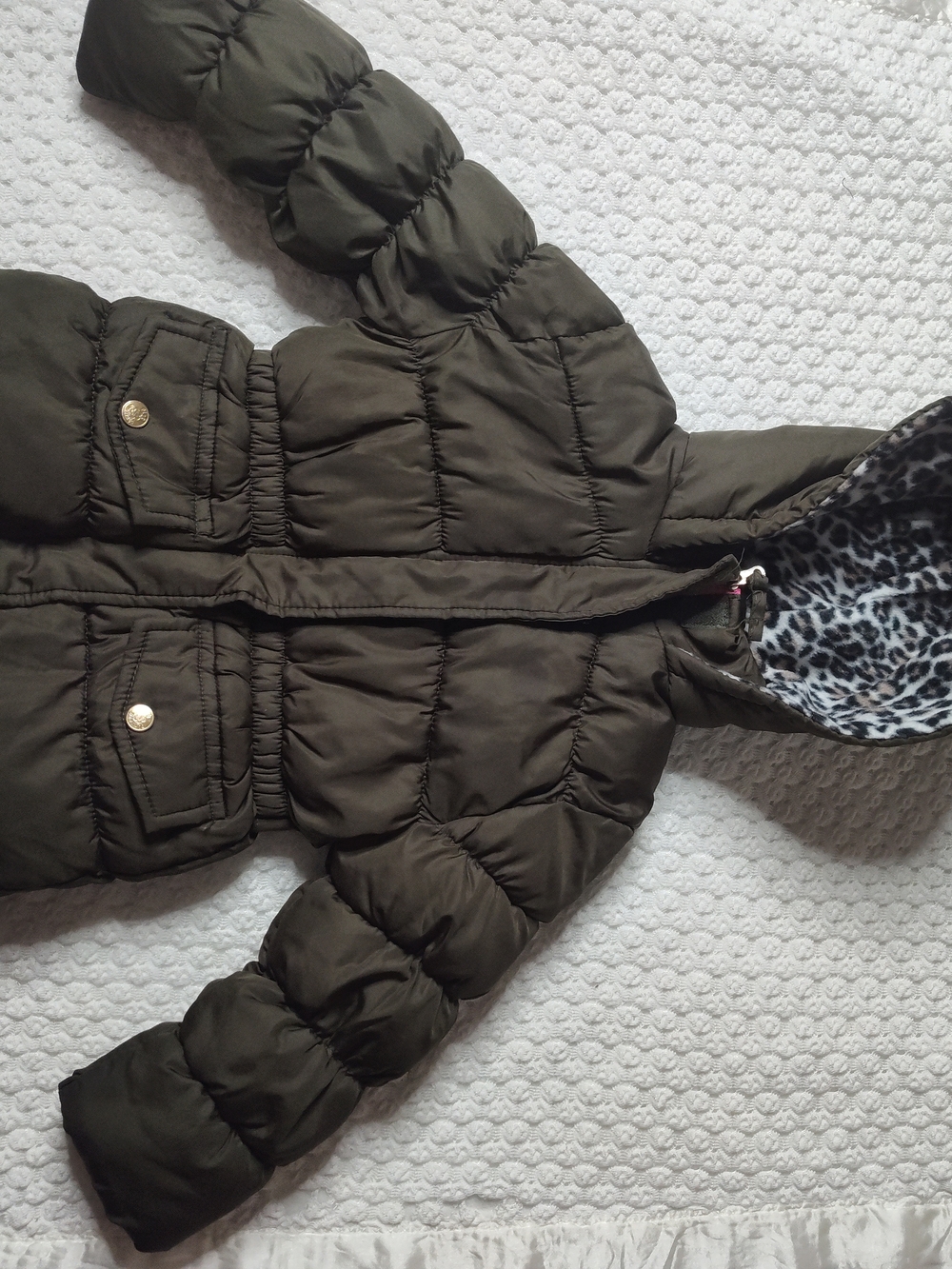 Pink Platinum Girls Olive Green Puffer Jacket Size 4